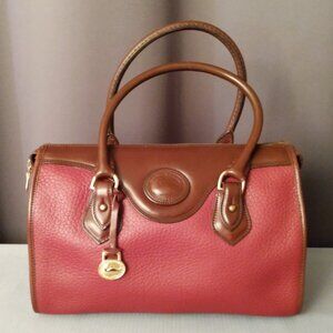 Vintage Dooney & Bourke All-Weather Leather Handbag Satchel - Cranberry/Brown